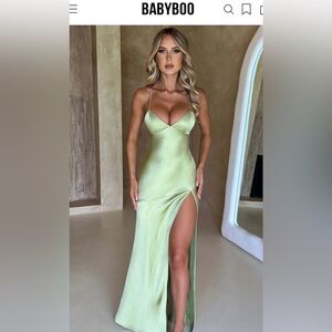 Baby boo Elegant Sage Satin Dress